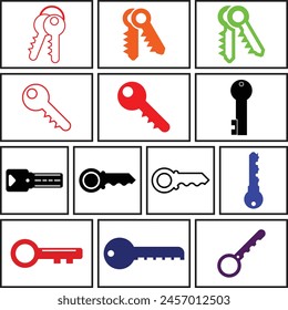  Set Icon of key design