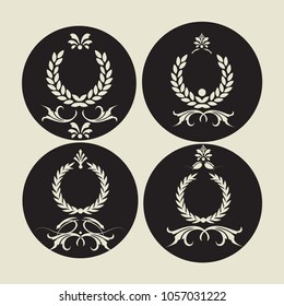 Set icon laurel wreath, sports label, vector illustration