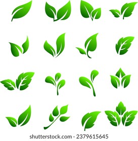 set icon leaf, farm, natural, eco, garden, green color, modern concept design, vector eps 10
