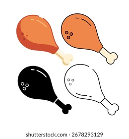 Set Icon Leg Ilustración vectorial de Pollo Diseño Aislado