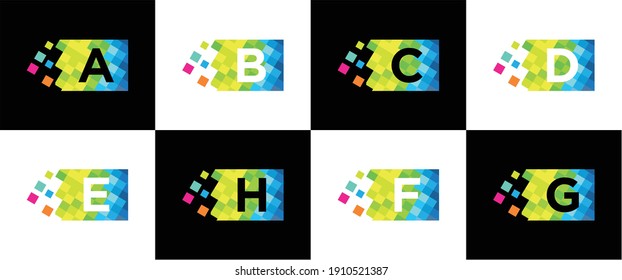 Set of icon Letter A - H logo design inspiration