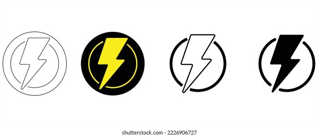  set icon lightning symple white background, vector illustration
