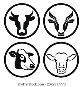 set icon line Farm animal cow,set line logo Vector graphics in a minimalistic style cow. 