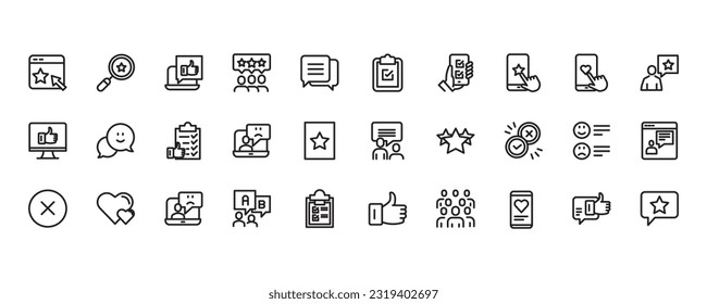 ajustar retroalimentación y clasificación de línea de icono, rango, ilustración vectorial