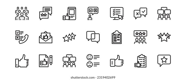 set icon line feedback and rating, rank, vector illustration