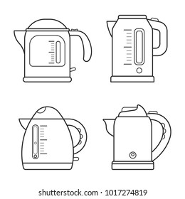 Set icon line modern electrical kettle