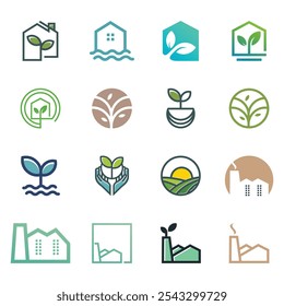 Set icono de diseño de logotipo concepto creativo Premium Vector