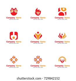 set icon logo vector. contains such as people, group, family, success, team, human