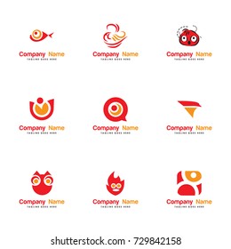 set icon logo vector. contains such as wild, fox, eagle, phoenix, fish, butterfly, happy, people