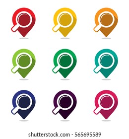 Set of icon map pointers (pin) with a wide variety of colors