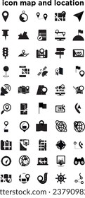 establecer mapas de iconos, ubicación, área, lugar, acceso, blak y blanco vectores eps 10