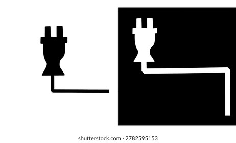 Set of icon materials for electrical outlets and cords