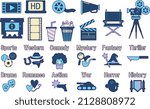 Set of icon materials related to movie genres