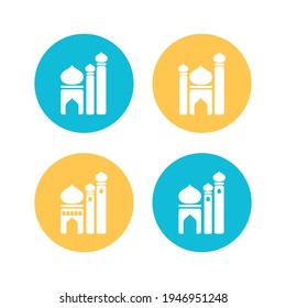 icono de conjunto de la imagen vectorial de diseño plano de mezquita 