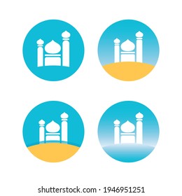 set icon of mosque flat design vector image 