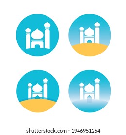 set icon of mosque flat design vector image 