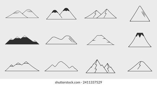 conjunto de iconos marca de la línea de montaña logotipo simple ilustración de vector plantilla de diseño gráfico