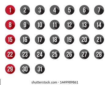 set icon number circle calendar design vector