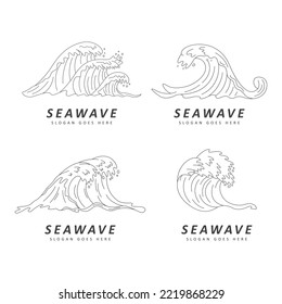 Set icon ocean waves. Vector illustration wave