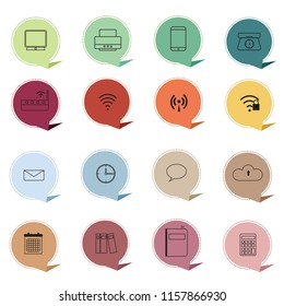 Set icon of office vector design.Business sign on circle symbol 