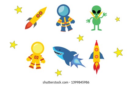Set icon on space logo illustration 