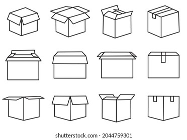 Set Icon Pacakaging box for shipping, editable file