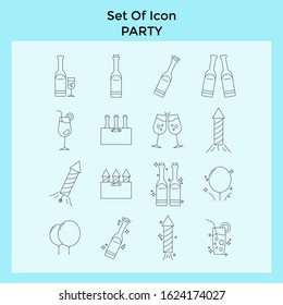 set of icon for party in thin stroke