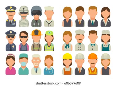 Set icon people different professions. Vector flat illustration