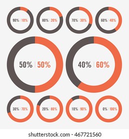set icon pie black and orange chart percent
