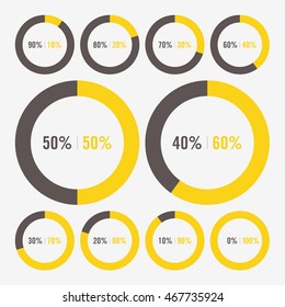set icon pie black and yellow chart percent