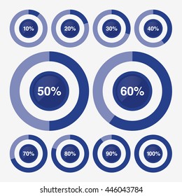 set icon pie blue chart percent