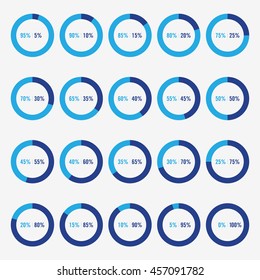 set icon pie. Blue and light blue chart percent
