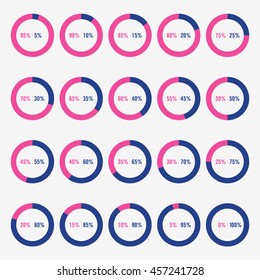 set icon pie blue and pink chart percent