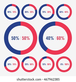 set icon pie blue and red chart percent