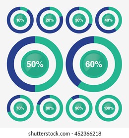 set icon pie green and blue chart percent