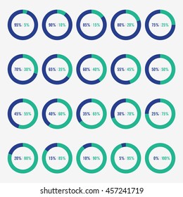 set icon pie green and blue chart percent