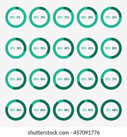 set icon pie. Green and light green chart percent