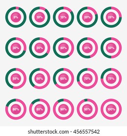 set icon pie pink and green chart percent vector