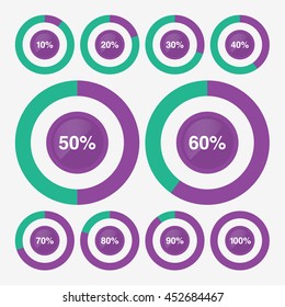 set icon pie purple and green chart percent