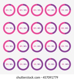 set icon pie. Purple and pink chart percent