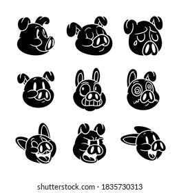 Set icon pig on background white