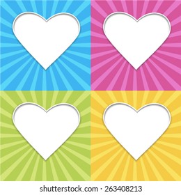 Set icon pink blue, green, heart Vector EPS 10 illustration.Set icon pink heart Vector EPS 10 illustration.