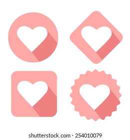 Set icon pink heart Vector EPS 10 illustration.