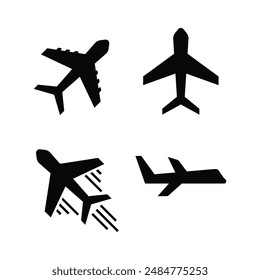 set of icon plane silhouette vector design on white background