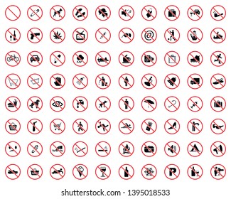 Set of icon of prohibited signs , warning danger