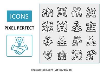Set of icon ralated with team work, team, group