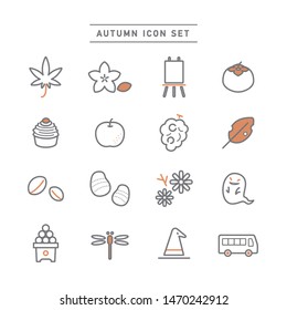 set of icon related to autumn.