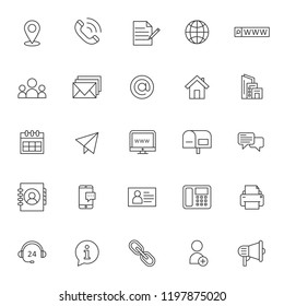 set of icon related of contact information with simple style and editable stroke, vector eps 10