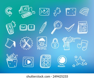 set of icon related to desktop computer