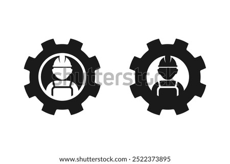 Set of icon related to labor, construction, labour day, renovation, mechanic. Outline and solid icon collection. Vector illustration. Color editable